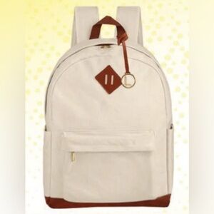 LOULU Large Canvas Tan Beige Backpack Vegan Leather NEW in Bag